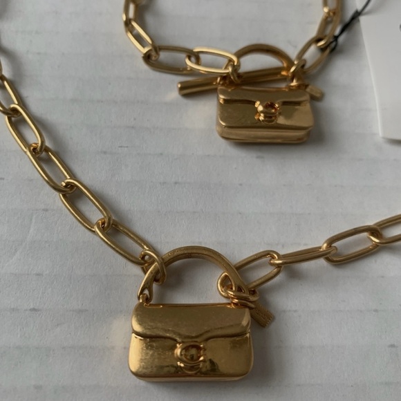 Coach Gold Chunky Chain Necklace & Bracelet - Picture 2 of 2